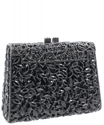 Evening Luxury Crystal Clutch Purse Rhinestone Handbag 1036 BLACK